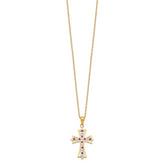 Sophia Jewelers Gold-Plated Sterling Silver Ruby Diamond Cross Necklace
